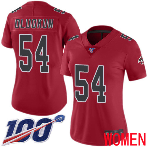 Atlanta Falcons Limited Red Women Foye Oluokun Jersey NFL Football #54 100th Season Rush Vapor Untouchable